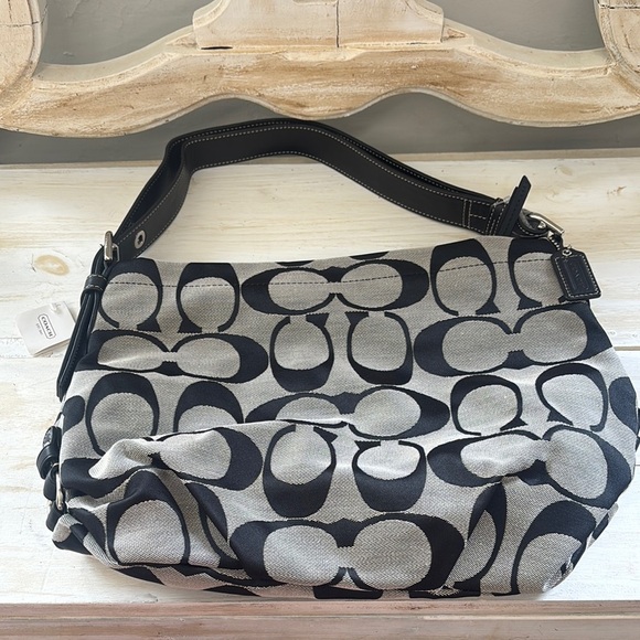 Coach Monogram Black and Gray Shoulder Bag NWT - Picture 1 of 6